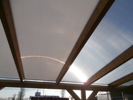 Bovenbouw dak polycarbonaat (12m breed en 5m diep) - Helder (lichtdoorlatend 75%)